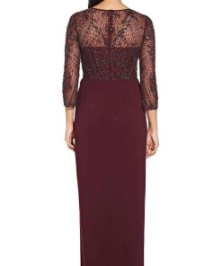 Adrianna Papell - AP1E205600 Quarter Sleeve Embellished Long Dress