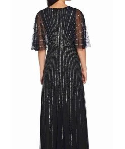 Adrianna Papell - AP1E205631 Long Sequined Mesh A-Line Dress