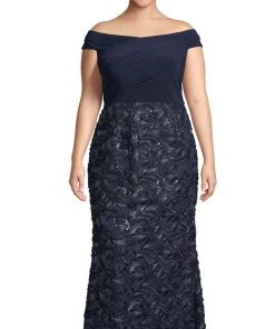 Adrianna Papell - AP1E205705 Off Shoulder Embroidered Soutache Dress