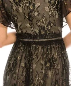 Formal Gowns Adrianna Papell - AP1E205747 Flutter Sleeve V-Neck Dress