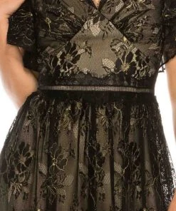 Formal Gowns Adrianna Papell - AP1E205747 Flutter Sleeve V-Neck Dress