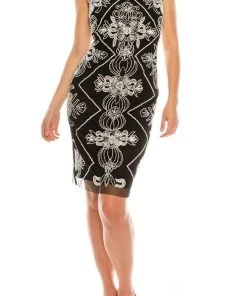 Adrianna Papell - AP1E205799 Off Shoulder Fitted Beaded Dress