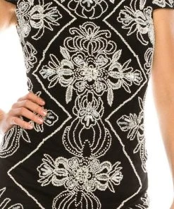 Adrianna Papell - AP1E205799 Off Shoulder Fitted Beaded Dress