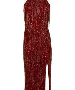 Adrianna Papell - AP1E206152 Sequined High Halter Sheath Dress Plus Size Dresses 11 Adrianna Papell - AP1E206152 Sequined High Halter Sheath Dress Plus Size Dresses