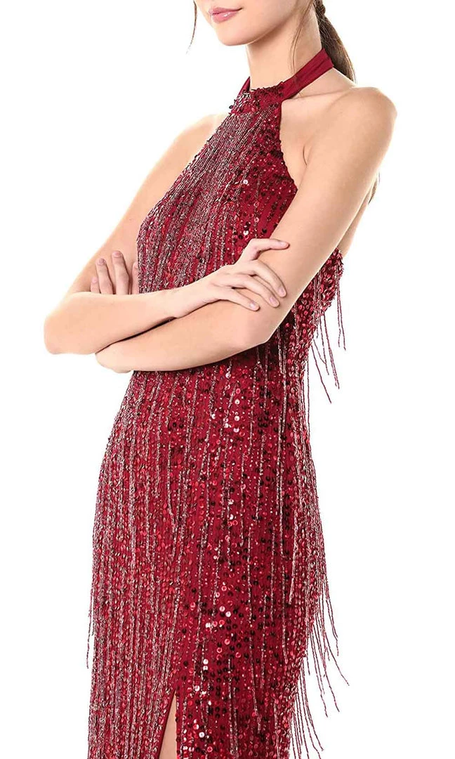Adrianna Papell - AP1E206152 Sequined High Halter Sheath Dress Plus Size Dresses 5 Adrianna Papell - AP1E206152 Sequined High Halter Sheath Dress Plus Size Dresses
