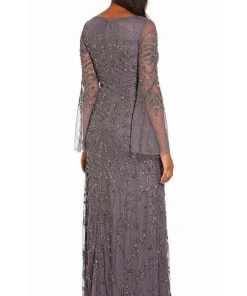 Adrianna Papell - AP1E206204 Embellished V Neck Long Sheath Dress