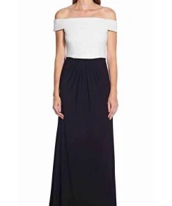 Adrianna Papell - AP1E206254 Pleated Off Shoulder Sheath Dress Formal Gowns