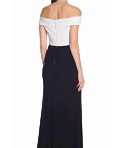 Adrianna Papell - AP1E206254 Pleated Off Shoulder Sheath Dress Formal Gowns