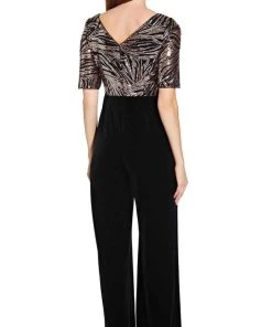 Adrianna Papell - AP1E206295 Split Sleeve Sequined Bodice Jumpsuit