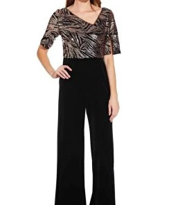 Adrianna Papell - AP1E206295 Split Sleeve Sequined Bodice Jumpsuit 8 Adrianna Papell - AP1E206295 Split Sleeve Sequined Bodice Jumpsuit