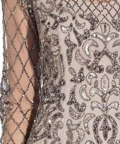 Adrianna Papell - AP1E206463 Beaded Illusion Long Sleeve Dress Formal Gowns