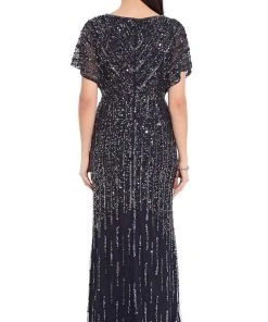 Adrianna Papell - AP1E206494 Embellished V Neck Sheath Dress Formal Gowns