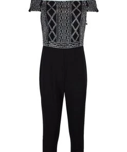 Adrianna Papell - AP1E206601 Embellished Off Shoulder Jumpsuit Plus Size Dresses