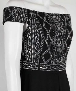 Adrianna Papell - AP1E206601 Embellished Off Shoulder Jumpsuit Plus Size Dresses