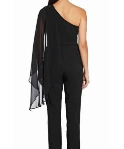 Plus Size Dresses Adrianna Papell - AP1E206604 Flutter Sleeve One Shoulder Jumpsuit