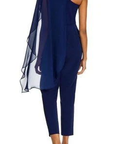 Plus Size Dresses Adrianna Papell - AP1E206604 Flutter Sleeve One Shoulder Jumpsuit