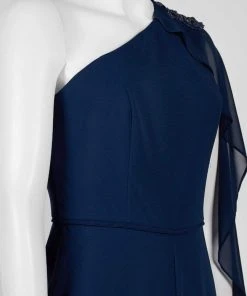 Plus Size Dresses Adrianna Papell - AP1E206604 Flutter Sleeve One Shoulder Jumpsuit