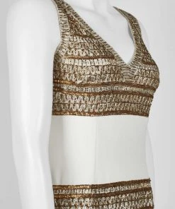 Adrianna Papell - AP1E206786 Embellished V-Neck Sheath Dress