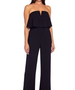 Plus Size Dresses Adrianna Papell - AP1E206916 Strapless Flounce Bodice Crepe Jumpsuit