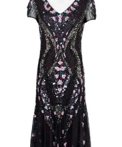 Plus Size Dresses Adrianna Papell - AP1E206950 Sequined Neck Sheath Dress