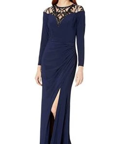 Adrianna Papell - AP1E206953 Embellished Long Sleeve Sheath Dress