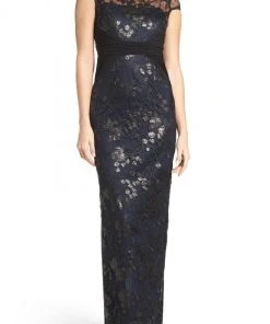 Adrianna Papell - Bateau Neckline Embellished Long Dress AP1E200799 Formal Gowns