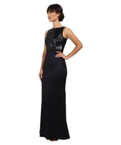 Formal Gowns Adrianna Papell - Bateau Neckline Sequined Long Dress AP1E200234