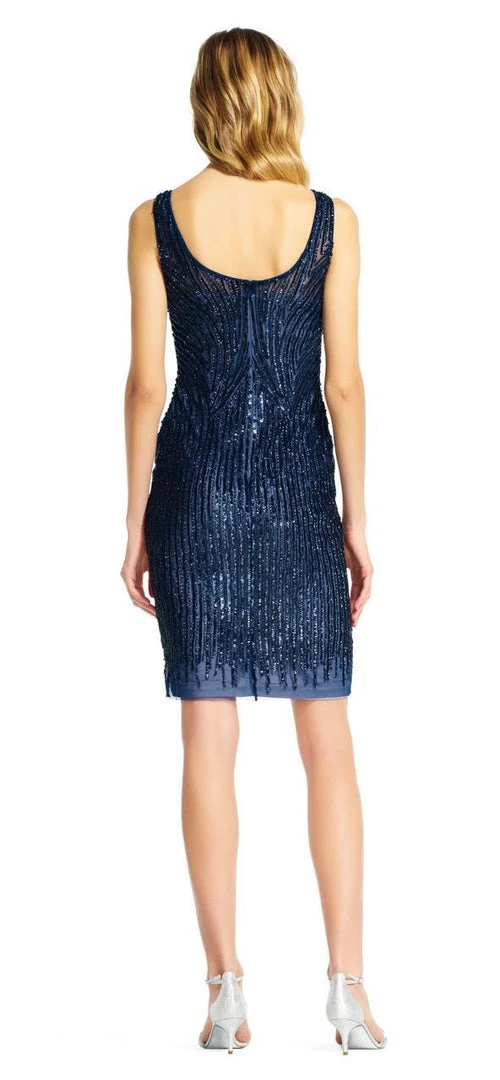 Adrianna Papell - Bateau Neckline Sequined Short Dress AP1E200653 Cocktail Dresses 4 Adrianna Papell - Bateau Neckline Sequined Short Dress AP1E200653 Cocktail Dresses