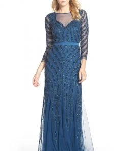 Adrianna Papell - Beaded Illusion Dress 91909700 Formal Gowns