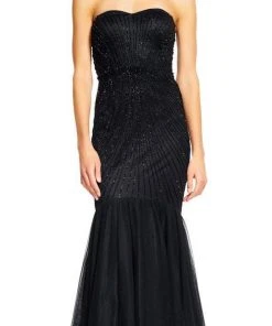 Adrianna Papell - Beaded Tulle Mermaid Gown AP1E200879 Formal Gowns