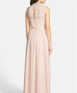 Adrianna Papell - Bejeweled Closed Neck Chiffon Gown 231M70230 Formal Gowns