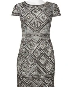 Adrianna Papell - Embellished Bateau Neck Dress 41881410