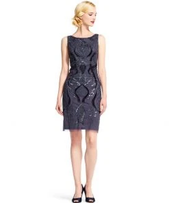 Adrianna Papell - Embellished Bateau Neck Dress AP1E200470 Cocktail Dresses