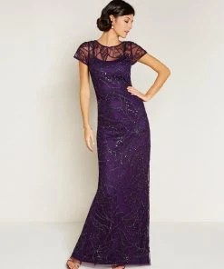 Adrianna Papell - Embellished Bateau Neckline Long Dress 91929590 Formal Gowns
