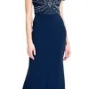 Adrianna Papell - Embellished Jewel Open Back Trumpet Gown AP1E203646 - 1 Pc Deep Blue In Size 12 Available Formal Gowns