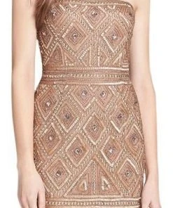 Adrianna Papell - Embellished Straight Across Neck Dress 41881470
