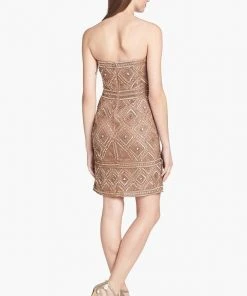 Adrianna Papell - Embellished Straight Across Neck Dress 41881470