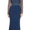 Adrianna Papell - Embellished V-Neck Evening Dress AP1E203730 - 1 Pc Deep Blue In Size 4 Available Formal Gowns