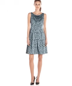 Adrianna Papell - Floral Print Jacquard Short Dress 15252820 9 Adrianna Papell - Floral Print Jacquard Short Dress 15252820