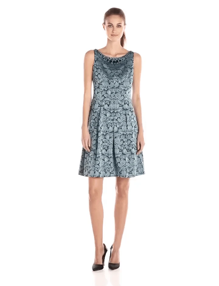 Adrianna Papell - Floral Print Jacquard Short Dress 15252820 5 Adrianna Papell - Floral Print Jacquard Short Dress 15252820
