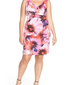 Adrianna Papell - Floral Print V-Neck Dress 11252351