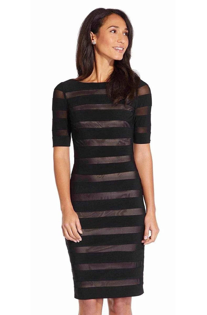 Plus Size Dresses Adrianna Papell - Half Sleeve Stripe Jersey Sheath Dress AP1D103321 - 1 Pc Black Pale Pink In Size 18 Available 3 Plus Size Dresses Adrianna Papell - Half Sleeve Stripe Jersey Sheath Dress AP1D103321 - 1 Pc Black Pale Pink In Size 18 Available