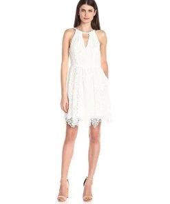 Adrianna Papell - Halter Neck Short Lace Dress 13263700