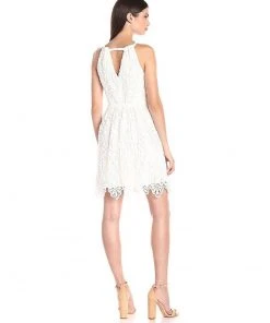 Adrianna Papell - Halter Neck Short Lace Dress 13263700