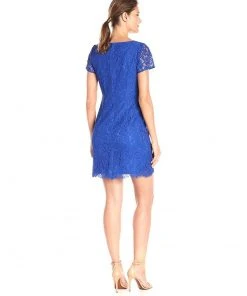 Adrianna Papell - Lace Bateau Neck Sheath Dress 13263430