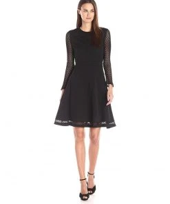 Cocktail Dresses Adrianna Papell - Lace Jewel Neck A-line Dress 15247150
