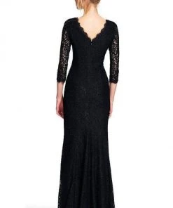 Adrianna Papell - Long Sleeves Lace Long Dress 91879130