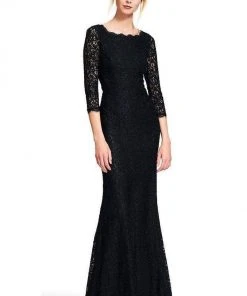 Adrianna Papell - Long Sleeves Lace Long Dress 91879130