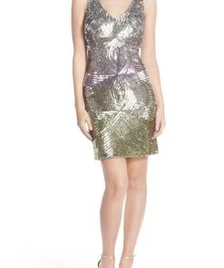 Cocktail Dresses Adrianna Papell - Multi-Color Sequined Short Dress 41921970