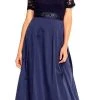 Formal Gowns Adrianna Papell - Off-Shoulder Taffeta A-line Gown AP1E201965 - 1 Pc Navy In Size 16 Available